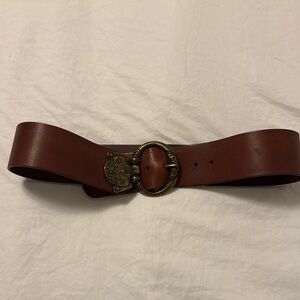 Brown Leather Belt with Ornate Buckle